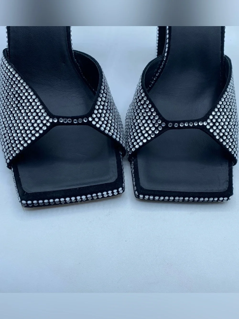 Gia Borghini Rosie Crystal-Embellished  Block Heel Mules